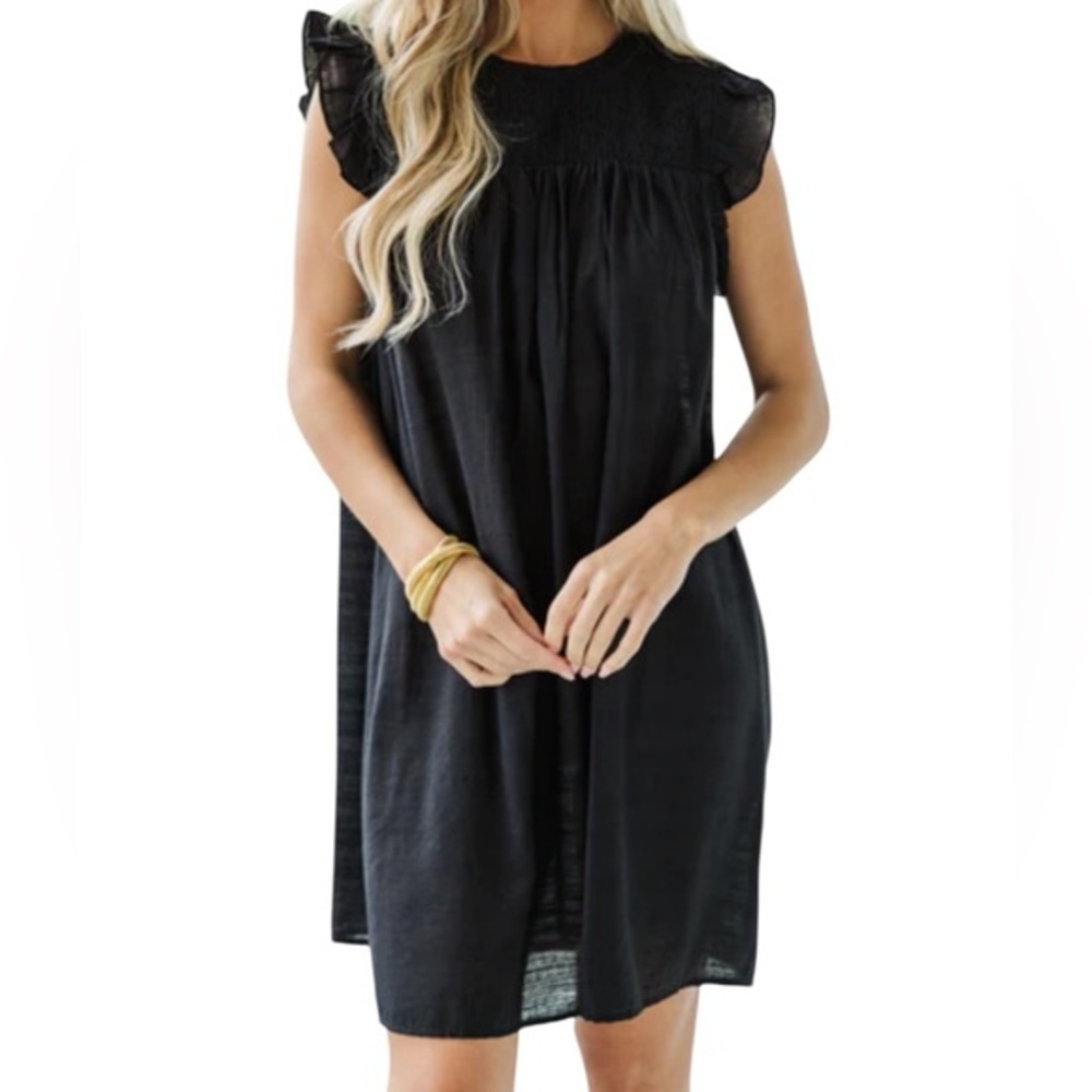 Woman’s Black Ruffle Babydoll Mini Dress